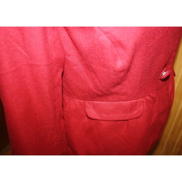 Merona Two Button Maroon Suit Jacket Split Sleeve Flair Bottom Sz M Faux Pockets - Picture 5 of 11
